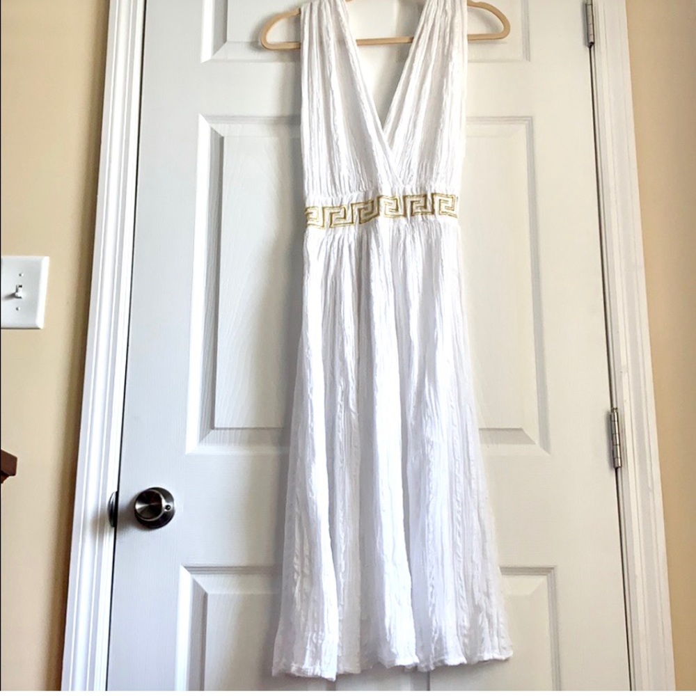 White dress With Gold embroidered band
